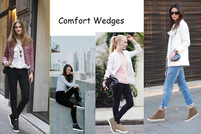 Athlefit Women's Wedge Sneakers Platform Sneakers Wedge Booties Size 6.5 Black - Image 3